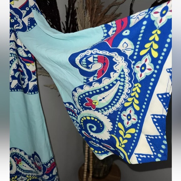 Pinkblush Sz Med Maternity Boho Retro Mini Dress Lined Lightweight Polyester - Picture 2 of 8